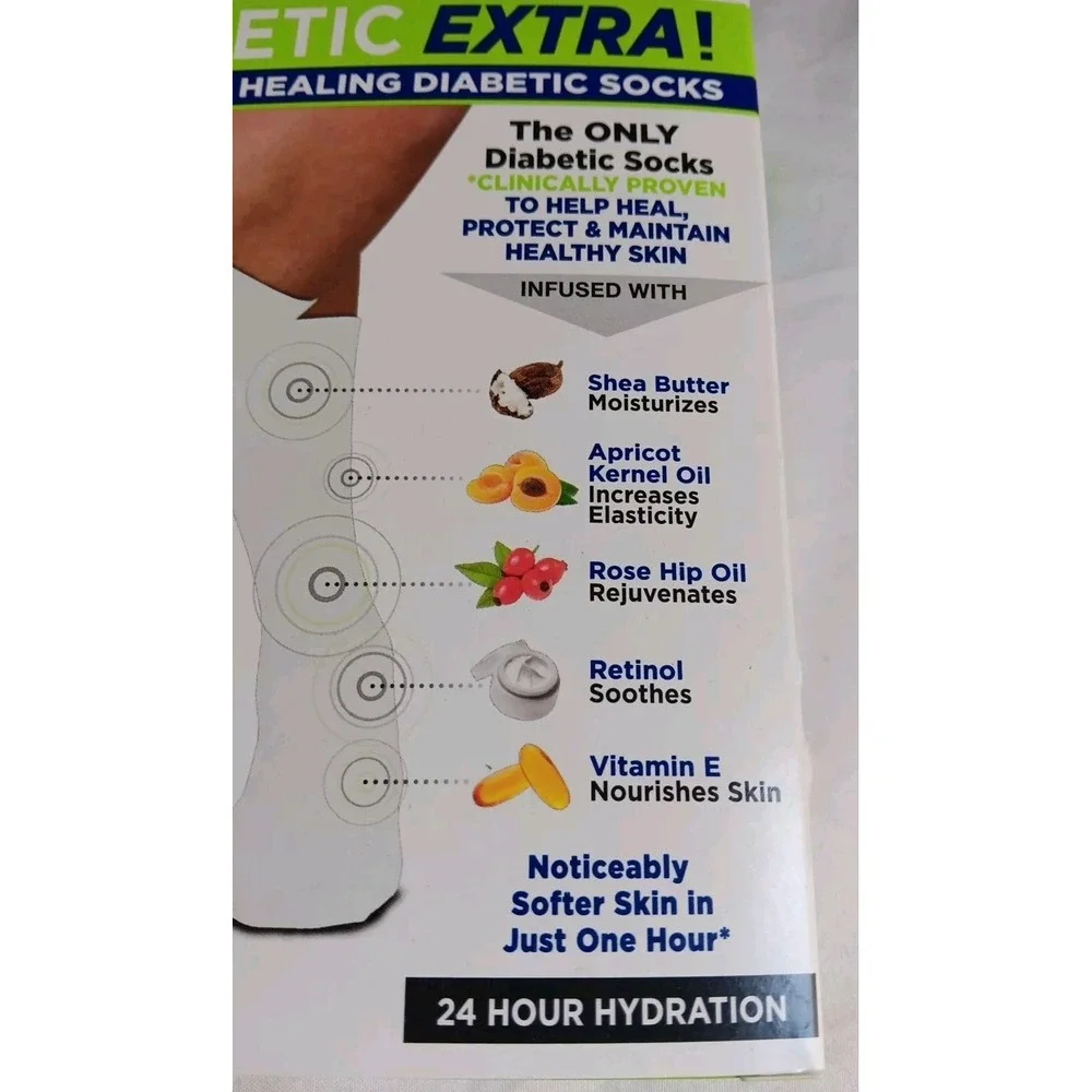 Skin Eez Unisex Skin Reparative Adv.‎ Healing Diabetic Socks Moisturizing L/XL